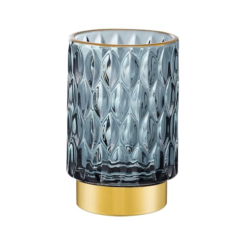 Makeup Brush Holder Organizer,Toothbrush Holders,Desk Pen Pencil Holder,Multifunctional Vintage Glass Brush Cup（A39-7-US） - color: Dark Green