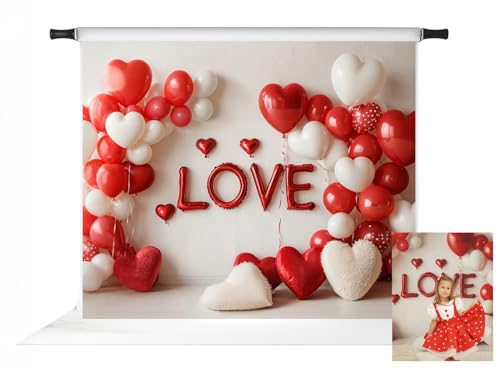 Kate Valentine's Day Love Heart Backdrop for Photography Balloons Arch Decoration Background Photo Studio Props 10x8ft - size: 10x8ft