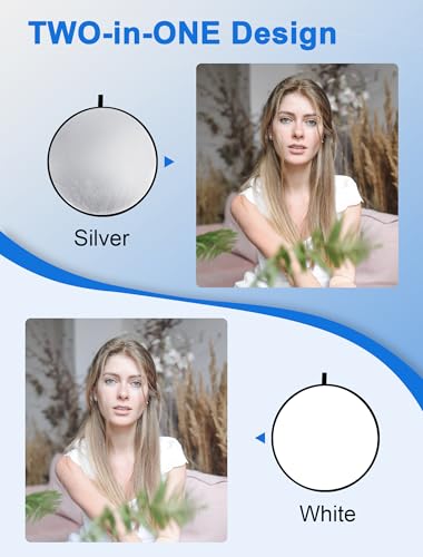 Selens 2 in 1 Foldable 17inch/45cm Light Reflector,Collapsible Disc Photography Reflector Silver,White for Portable Portrait Photography and Outdoor Lighting - size: 2 in 1 17inch (White/Silver)