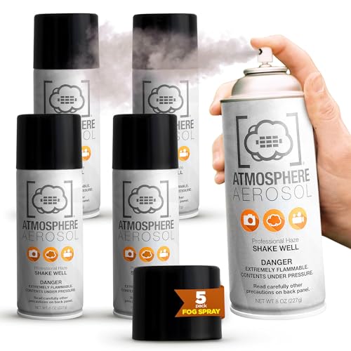 5 Pack - Haze/Fog Atmosphere Aerosol Spray for Photographers & Filmmakers - Photography Smoke and Light Ray Effects for Indoor and Outdoor Use - Spray Made in The USA - Safe Fog Machine Alternative - size: 5