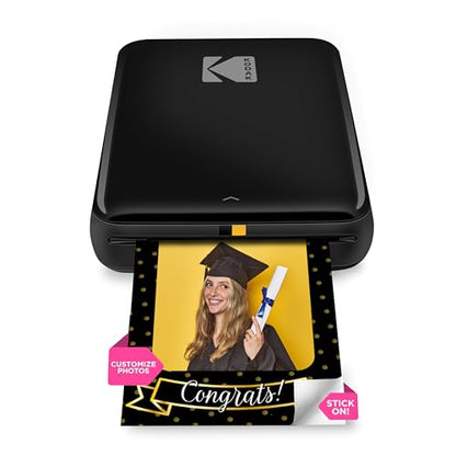 KODAK Step Instant Smartphone Photo Printer, Portable Mini Color Wireless Mobile Printer, Zink 2x3” (5.1x7.5 cm) Sticky-Back Photos, Bluetooth Compatible with iOS & Android Devices, Editing App, Black - color: Black, style: Printer