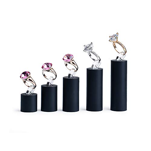 Black Acrylic Ring Display Stand 7 Piece Acrylic Cylinder Ring Display Organizer