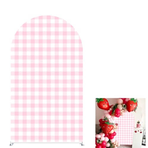 Strawberry Arch Covers Stretchy Backdrop Photo Booth Background Arched Backdrop Cover Stretchy Cover for Party Decoration Round Top Frame Spandex Cover (GX-2668,7.2x4ft) - color: GX-2668, size: 7.2x4ft