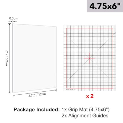 4.75x6 Photopolymer Grip Mat with 2PCS Printed Guides for Stamping,Multi-Use Non-Slip Sticky Mats Fit in Stamp Positioning Tool for Card Making Hold Your Cardstock in Place When Stamping,Stencil - color: 4.75"x6" 1xgrip Mat+2aligment