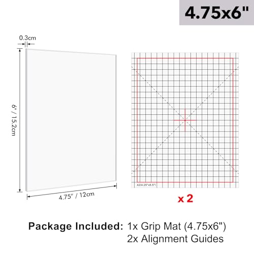 4.75x6 Photopolymer Grip Mat with 2PCS Printed Guides for Stamping,Multi-Use Non-Slip Sticky Mats Fit in Stamp Positioning Tool for Card Making Hold Your Cardstock in Place When Stamping,Stencil - color: 4.75"x6" 1xgrip Mat+2aligment