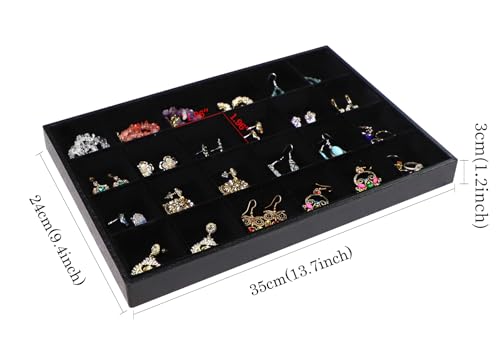 Wudygirl Jewelry Organizer Tray for Drawer 24 Grid Earring Holder Organizer Removable Dividers for Ring Earring Bracelet(24 Grid) - color: Black 24 Grid, size: 1 Pcs