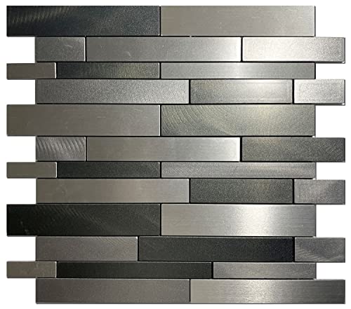10 Sheets Peel and Stick Backsplash Tile for Kitchen, Self-Adhesive Mosaic Tile, Stick on Bathroom Vanities，Fireplace Décor, Laundry Table(11.25" X 12.7") (Light Dark Gray Series) - color: Light dark gray series