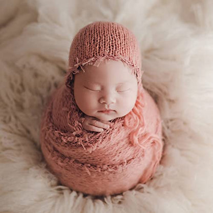 Baby Photography Props Luxurious Lace Hat with Blanket Newborn Photo Shoot Outfits Infant Princess Photos Hats Wrap Set (Orange) - color: Orange