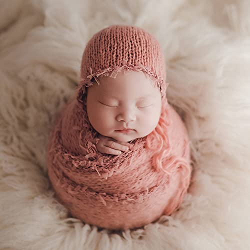 Baby Photography Props Luxurious Lace Hat with Blanket Newborn Photo Shoot Outfits Infant Princess Photos Hats Wrap Set (Orange) - color: Orange