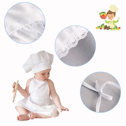 2 PCS Baby Photography Props, Chef Posing Photo for 6-24 Months, Chef Hat and Apron Photo Props - color: Girl