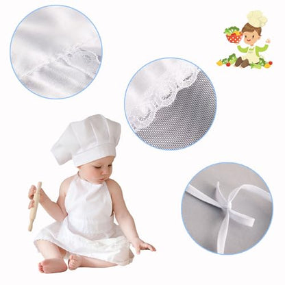 2 PCS Baby Photography Props, Chef Posing Photo for 6-24 Months, Chef Hat and Apron Photo Props - color: Girl