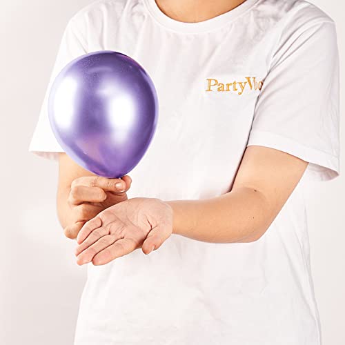 PartyWoo Metallic Purple Balloons 50 pcs 5 Inch Small Mini Chrome Purple Latex Balloons for Mardi Gras Graduation Wedding Baby Shower Anniversary Birthday Party Decorations Purple-G105 - color: Purple-g105, size: 5 inch
