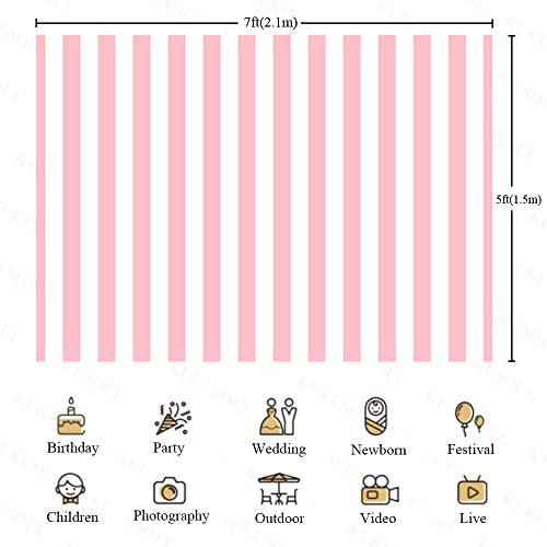 7x5ft Pink and White Striped Photography Backdrop Vertical Streak Textured Background Birthday Party Decoration Photo Studio Props Banner Adult Elder Girl Boy Wallpaper KU226 - color: Pink, size: 7x5FT