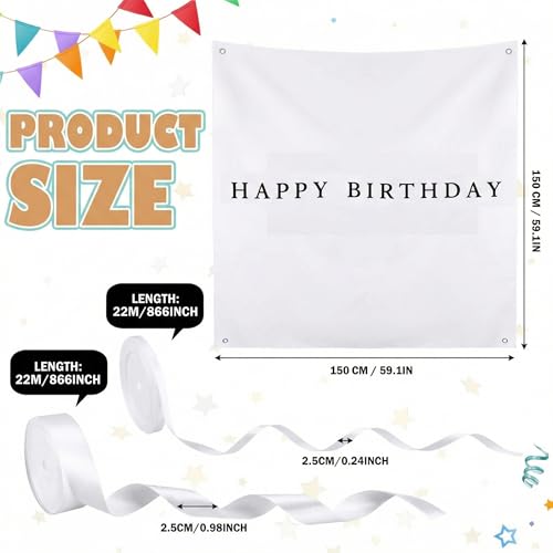Oudain 59x59 Inch Happy Birthday Burlap Banner, Fabric Party Decorations Backdrop, Boho Rustic Photo Props Sign with Hanging String for Birthday Party Indoor Outdoor Yard Wall Decor - size: 59x59 Inch, style: Happy Birthday