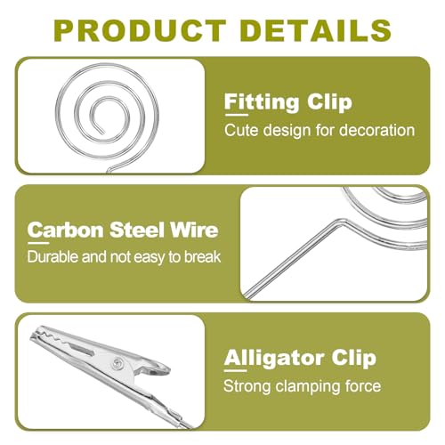 PATIKIL 5PCS Metal Alligator Clamp, 1 Set Round Multi-Functional Alligator Clip Bracelet Helper Tool Memo Note Photos Place Cards Clip Holder, Silver - color: Silver