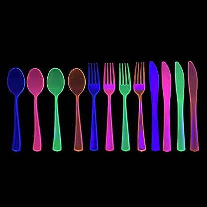 Party Essentials Heavy-Duty Hard Plastic Cutlery Combo Pack, 240 Pieces/80 Place Settings, Orange/Green/Blue/Pink - size: 240 Pieces/80 Place Settings