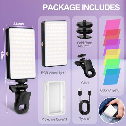 120 LED Cell Phone Selfie Lights - 3 Light Modes, 10-Level Brightness, 5000mAh Rechargeable Battery, Clip-On Fill Light for iPhone, Android, Laptop, Vlogging, TikTok, Video Calls, Makeup