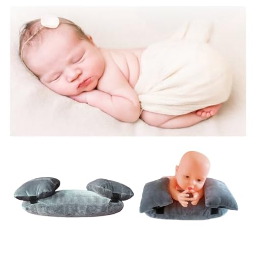 3 PCS Newborn Photography Props, 0-3 Months Baby Posing Aid Pillow, DIY Newborn Professional Photograph Shoot Set (Grey) - color: Grey