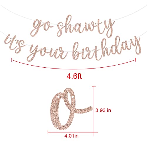 Go Shawty It's Your Birthday Banner, Hip Hop Birthday Party Decorations Supplies, Rap Theme Bday Bunting Sign, Pre-strung, Photo Props (Rose Gold) - color: Rose Gold