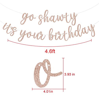 Go Shawty It's Your Birthday Banner, Hip Hop Birthday Party Decorations Supplies, Rap Theme Bday Bunting Sign, Pre-strung, Photo Props (Rose Gold) - color: Rose Gold