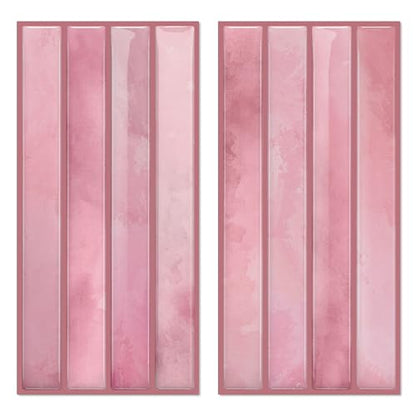 VICCI 20-Sheet Subway Tile Stickers, 3D Textured Blush Pink Peel and Stick Backsplash 4.72x9.68, No-Grout Removable - color: Blush Pink
