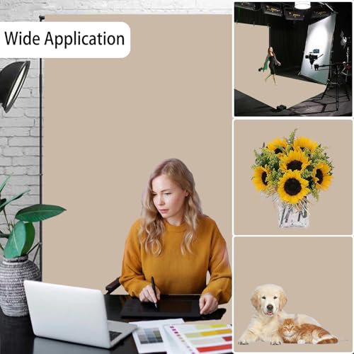 Beige Photo Backdrop, Photo Booth Portrait Photography Backdrops, Studio Beige Backdrop for Photoshoot Streaming Video Shooting 6x9ft - color: Beige, size: 6x9 FT