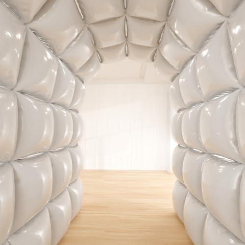 36pcs Pearl White Square Foil Balloons Backdrop Kit - 9.5ft White Elegant Balloon Wall/Tunnel for Birthday, Wedding, Baby Shower, 2026 Graduation Photo Booth (Straws & Ribbon Included) - color: White