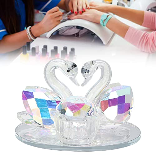 Nail Art Dappen Dish, Swan Shape Multifunctional Liquid Powder Exquisite Elegant Glass Acrylic Liquid Cup Holder Photography Prop Glassware Tools with Lid for Home Nail Salon