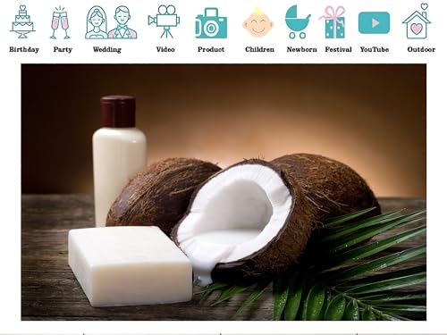 5x4ft Fabric Coconut Spa Essentials Backdrop Natural Skincare Background Tropical Scene Party Decorations Bathroom and Home Use Tapestry Photo Shoot Studio Props - size: 5X4ft
