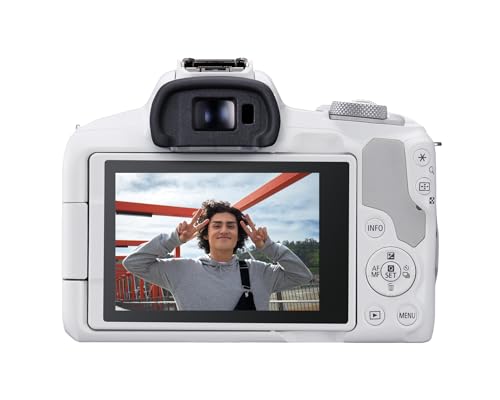 Canon EOS R50 Mirrorless Camera RF-S18-45mm F4.5-6.3 is STM Lens Kit, 24.2 Megapixel CMOS (APS-C) Sensor, 4K Video, Hybrid Camera, Photo and Video, Vlogging, Content Creator, RF Mount, White - color: White, style: EOS R50 w/RF-S18-45mm