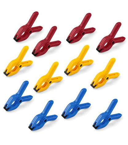 12 Pack Plastic Spring Clamps, 2.5 Inch Heavy Duty Spring Clips for Crafts & Professional Backdrop Clips & Woodworking