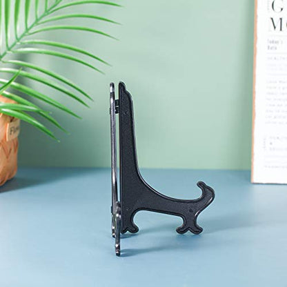 Artliving 7 Inch Black 12pcs/Set Plastic Easels Plate Display Stands Picture Frame Stand Holder - color: Black, size: 7 inch (12 pack)