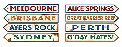 Beistle 8 Piece Paper Australian Street Sign Cut Outs Wall Décor Australia Day G'Day Mate Aussie Party Supplies - size: 3.75" x 23.75", style: Australian Street Sign Cutouts (8 Pack)