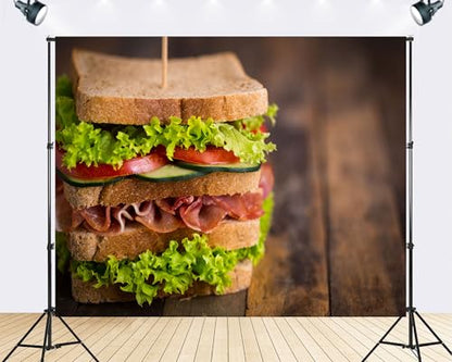 Trykid 17x10ft Fresh Vegetable Sandwich Backdrop Healthy Food Photography Background Kitchen Themed Party Decoration Tapestry Photo Booth Prop Fabric - size: 17x10ft