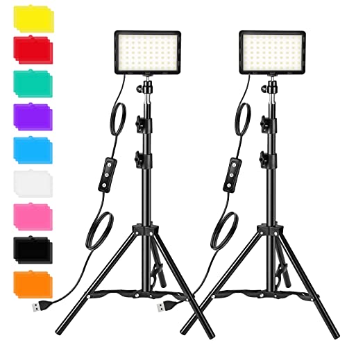 Photography Video Lighting Kit, LED Studio Streaming Lights W/70 Beads & Color Filter for Camera Photo Desktop Computer Conference Game Stream YouTube TikTok Portrait Shooting Pack of 2
