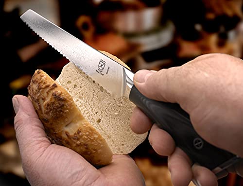 Mercer Culinary M13789 Premium Grade Super Steel, 8-Inch Serrated Bread Knife, G10 Handle - style: Serrated Bread Knife G10 Handle 8 Inch