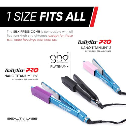 Silk Press Comb - Removable Heat-Resistant Attachment for Silky, Professional Flat Iron Results (Pink) - color: Pink