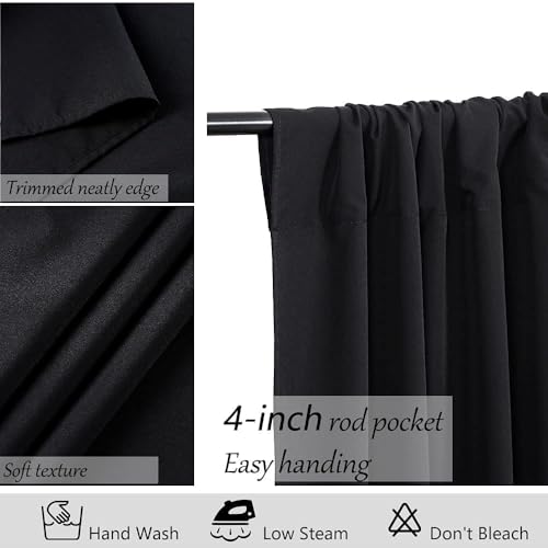 Black Backdrop Curtains for Party: Photo Polyester Drapes 4 Panels 5ft x 8ft Wedding Halloween Ceremony Background - color: Black, size: 5ft X 8ft 4 Panels