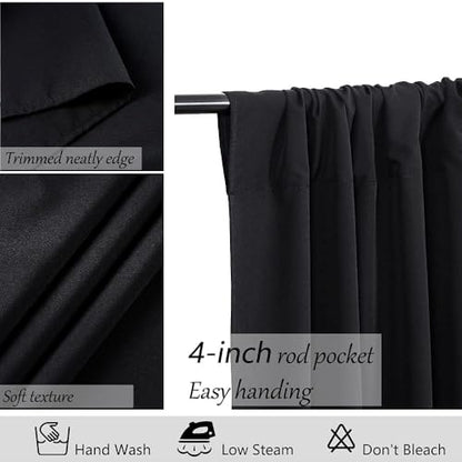 Black Backdrop Curtains for Party: Photo Polyester Drapes 4 Panels 5ft x 8ft Wedding Halloween Ceremony Background - color: Black, size: 5ft X 8ft 4 Panels