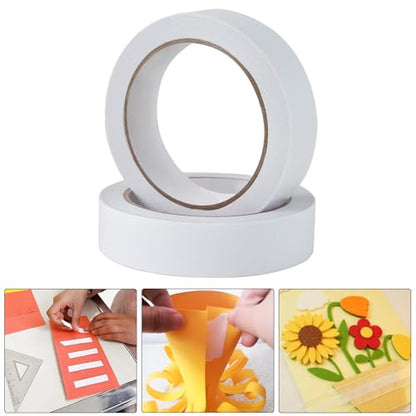 1" 2 Rolls Double Sided Adhesive Sticky Tape for Arts, DIY, Card Making, Crafts, Photography, Scrapbooking, Gift Wrapping, Office School Stationery Supplies, Home Supplies (Width: 25mm) - size: 1 in