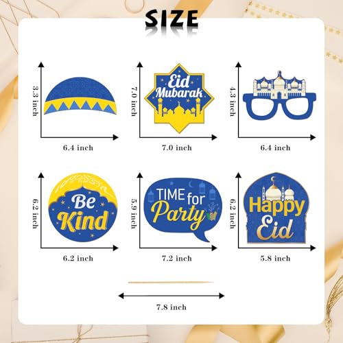 Eid Mubarak Party Photo Booth Props, Ramadan Mubarak Photoshoot Islamic Wdding Birthday Baby Shower Party Photography Props Favor Centerpiece Sticks Decorations 30 PCS