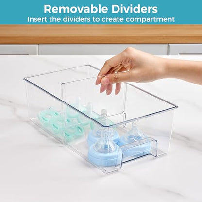 Vtopmart 6 Pack Clear Stackable Storage Drawers,Easy to Assemble Baby Bottle with handles,Plastic Drawers for Kitchen Pantry,Cabinet,Under Sink Organization - style: 1 Wide+2Large+2 Small