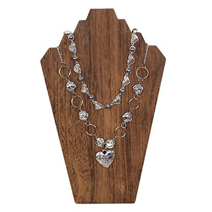Ikee Design 2 Pcs Lightweight Wooden Necklace Display Bust Easel Jewelry Display for Shows, Necklace Stand, Brown Color, 8.3 W x 4.3 D x 13 H in - color: Brown