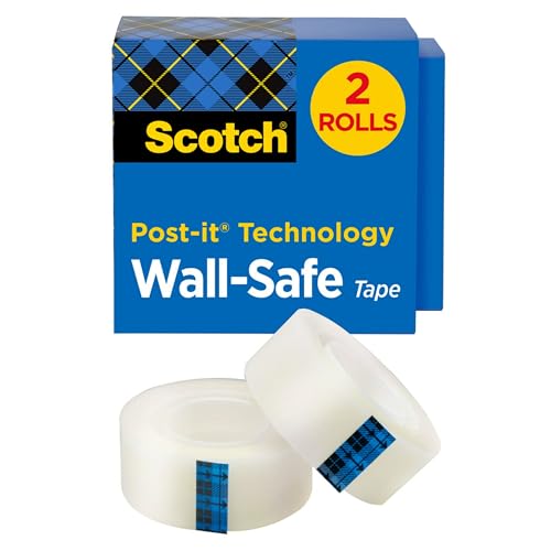 Scotch Wall-Safe Tape, 2 Rolls, Sticks Securely, Removes Cleanly, Invisible, Designed for Displaying, Photo Safe, 3/4 in x 800 in (813S2) - style: 3/4 in x 800 in