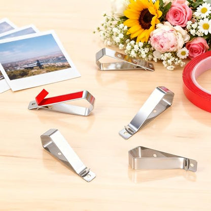 10-Pack Stainless Steel Clips, Duty Stainless Steel Mounting Kit for Sun Visor, DIY Photo Frame Holder for Car, Home & Office, Strong Hold for Custom Displays & Decor
