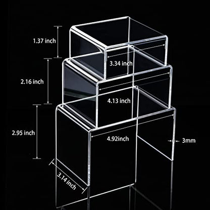 Chuangdi 2 Sets Acrylic Display Risers, Product Stand, Jewelry Display Riser Shelf Showcase Fixtures for Dessert Cupcake Candy Figure Treat Action Showcase(Clear,Small Set) - color: Clear, size: Small Set