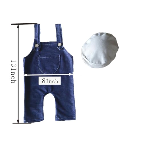 Newborn Baby Boy Suspender Pants Photo Outfits Gentleman Photography Outfit Girl - color: Blue
