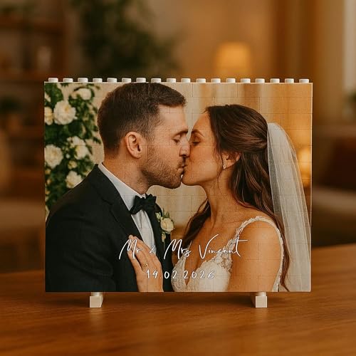 NAZENTI Personalized Building Brick Photo Block, Customized Photo Block Gifts for Couples, Picture Blocks for Wedding, Family, or Friends,Valentine’s Day, Gifts for Valentine 2026 Women Men Design 04 - color: Design 4