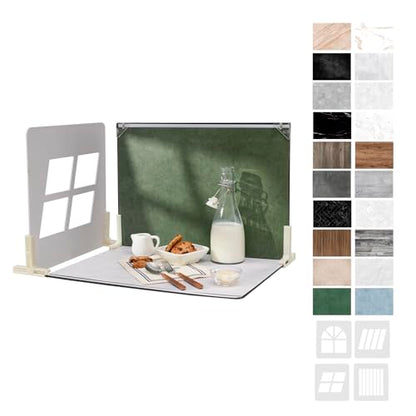 Photo Backdrop Board with Shadow Boards, 10Pcs 20Patterns Food Photography Backdrops, Table Top Small Shooting Kit (Small Size 16x11.5in), MDAOCRY