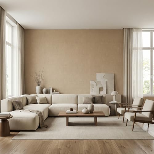 WADILE Grasscloth Peel and Stick Wallpaper 15.7in x 78.7in, Textured Contact Paper for Cabinets, Faux Linen Wall Paper Pull and Stick, Fabric Vinyl Wallpaper Self Adhesive Khaki - color: Khaki, size: 15.7" x 78.7"